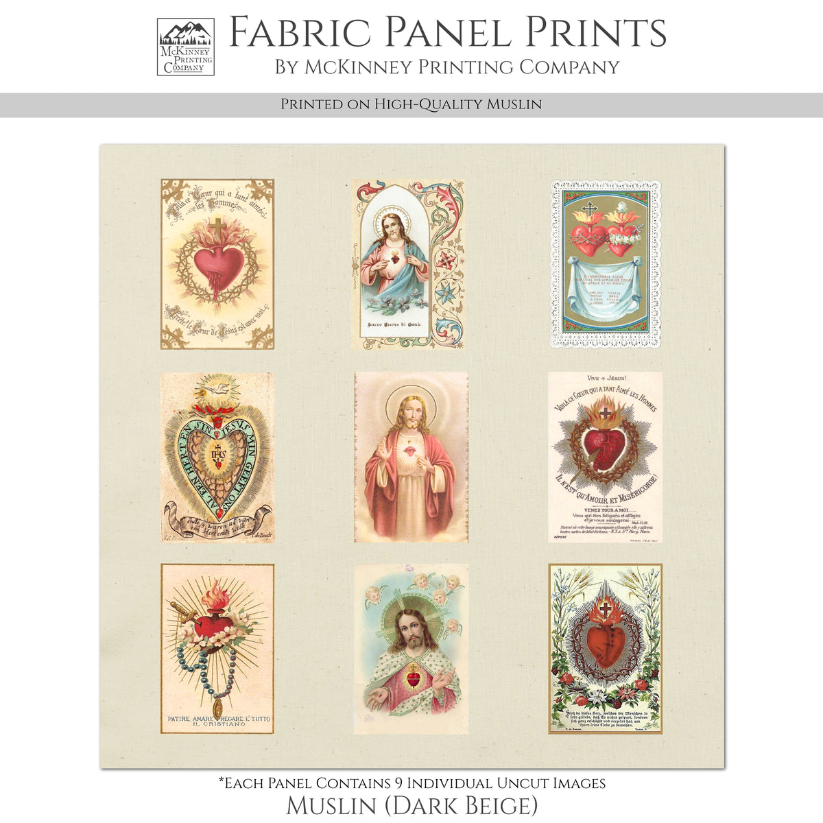 Sacred Heart Patch - Religious Ephemera, Fabric, Shrine, Vintage, Christian, Catholic, Prayer Cards, Quilt, Holy, Jesus