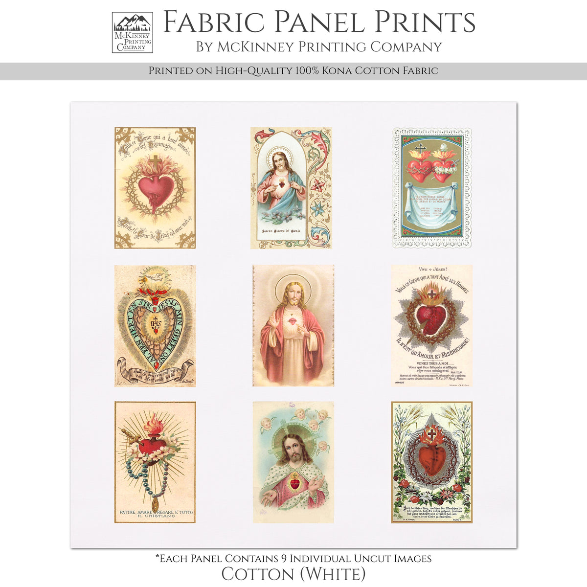 Sacred Heart Patch - Religious Ephemera, Fabric, Shrine, Vintage, Christian, Catholic, Prayer Cards, Quilt, Holy, Jesus