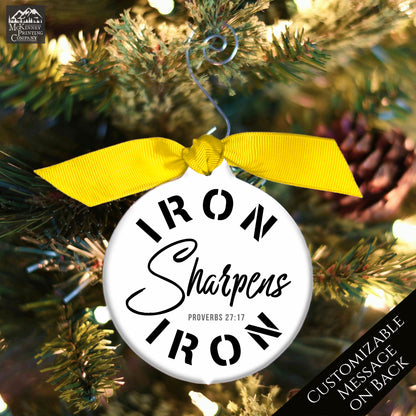 Iron Sharpens Iron - Christmas Ornament, Proverbs 27 17, Bible Verse