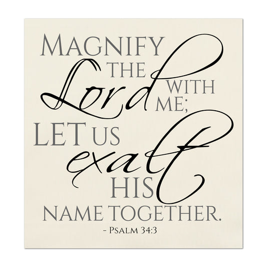 Christian Fabric - Psalm 34:3, Wedding, Engagement, Anniversary, Bible Verse, Large Print Fabric, Panel, Block, Cotton, Quilting, Quilt