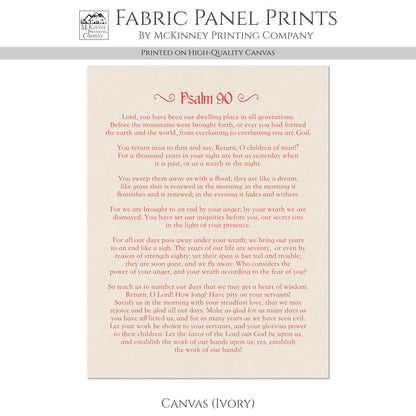 Psalm 90 - Scripture Fabric, Religious, Christian, Large, Cotton Quilt Block, Quilting, Sewing