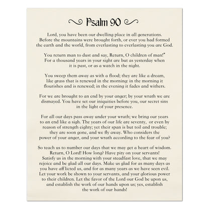 Psalm 90 - Scripture Fabric, Religious, Christian, Large, Cotton Quilt Block, Quilting, Sewing