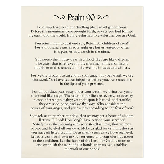 Psalm 90 - Scripture Fabric, Religious, Christian, Large, Cotton Quilt Block, Quilting, Sewing