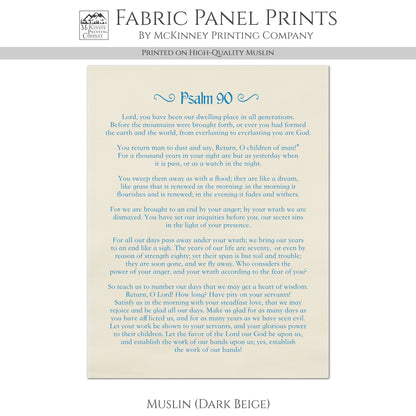 Psalm 90 - Scripture Fabric, Religious, Christian, Large, Cotton Quilt Block, Quilting, Sewing