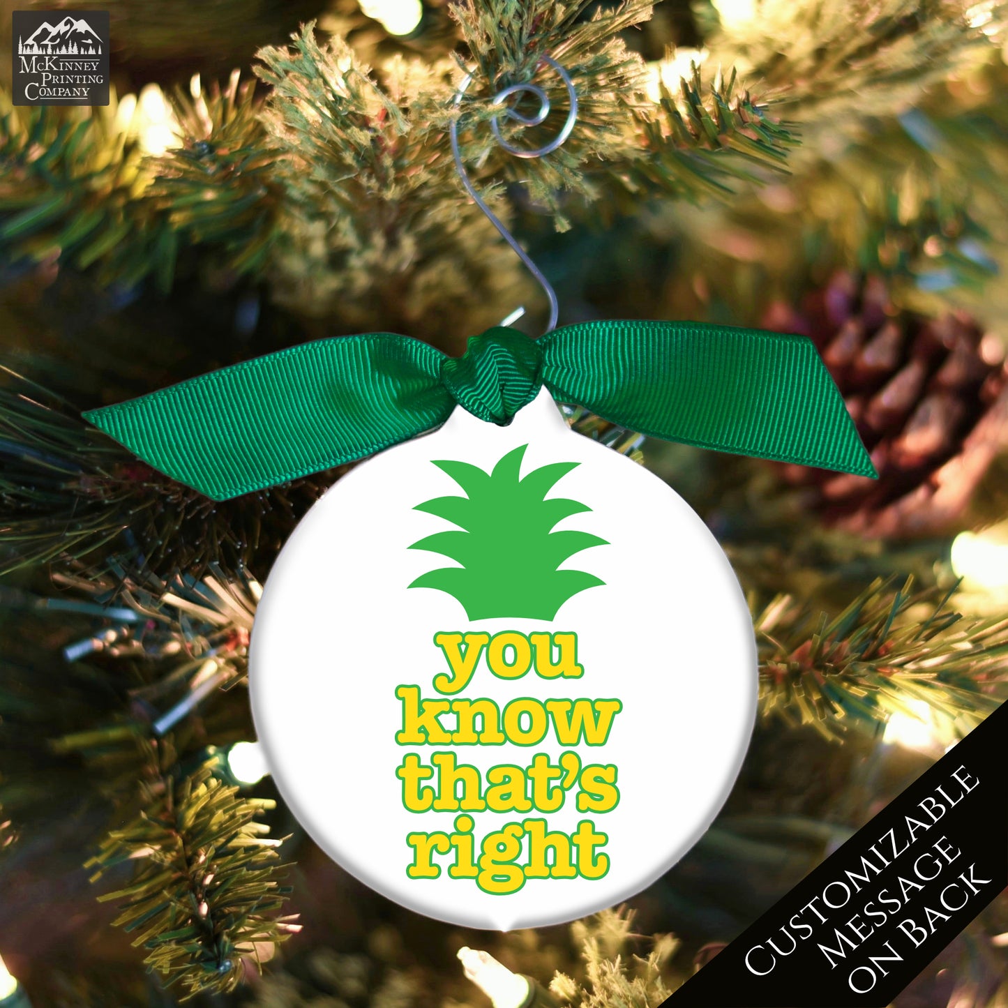 Psych TV Show - Christmas Ornament, Pineapple, Shawn, Gus, Quote