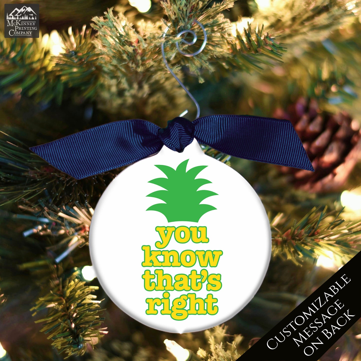 Psych TV Show - Christmas Ornament, Pineapple, Shawn, Gus, Quote
