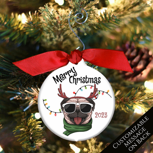 Pug Ornament - Dog Gift, Custom, Christmas, Funny, Dog Lover Gift