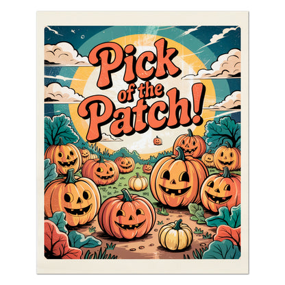 Halloween Fabric Panel - Vintage, Retro, Fall, Craft, Pumpkin Patch, Large Print Fabric, Block Print Fabric, Cotton, Quilting, Quilt, Canvas