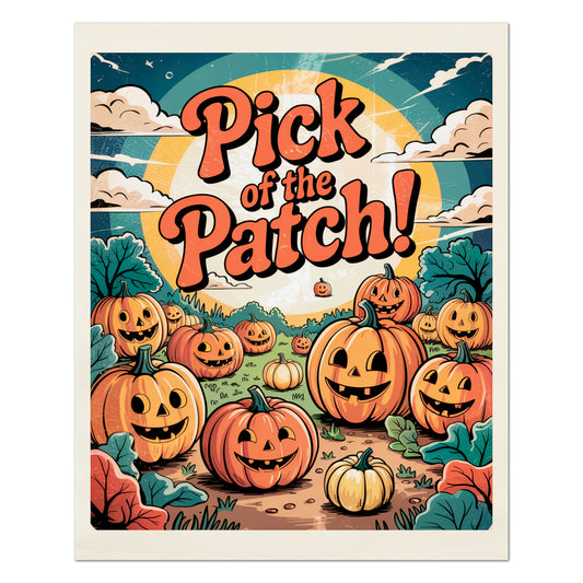 Halloween Fabric Panel - Vintage, Retro, Fall, Craft, Pumpkin Patch, Large Print Fabric, Block Print Fabric, Cotton, Quilting, Quilt, Canvas