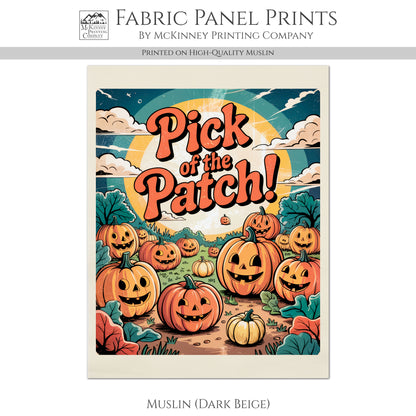Halloween Fabric Panel - Vintage, Retro, Fall, Craft, Pumpkin Patch, Large Print Fabric, Block Print Fabric, Cotton, Quilting, Quilt, Canvas