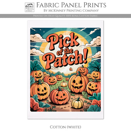Halloween Fabric Panel - Vintage, Retro, Fall, Craft, Pumpkin Patch, Large Print Fabric, Block Print Fabric, Cotton, Quilting, Quilt, Canvas
