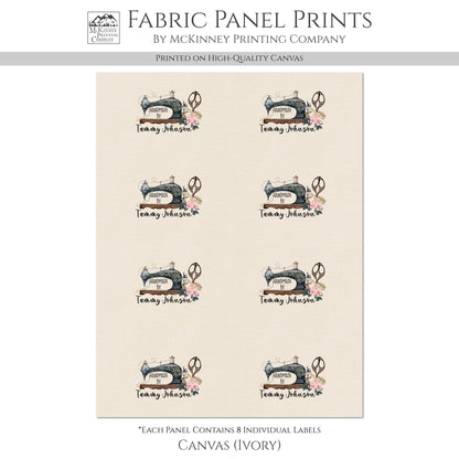 Sewing Labels for Handmade Items - Personalized, Fabric Panel Print, Quilt