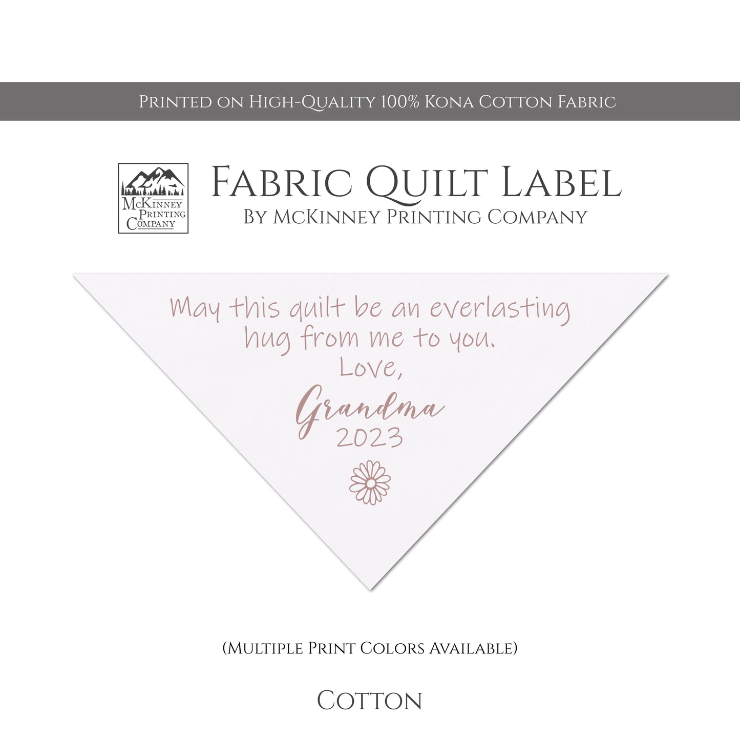 Triangle Quilt Label for Quilts - Cotton, White