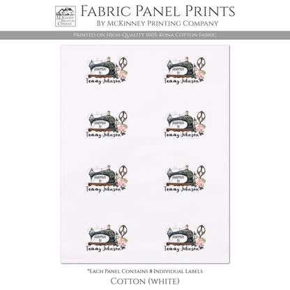 Sewing Labels for Handmade Items - Personalized, Fabric Panel Print, Quilt