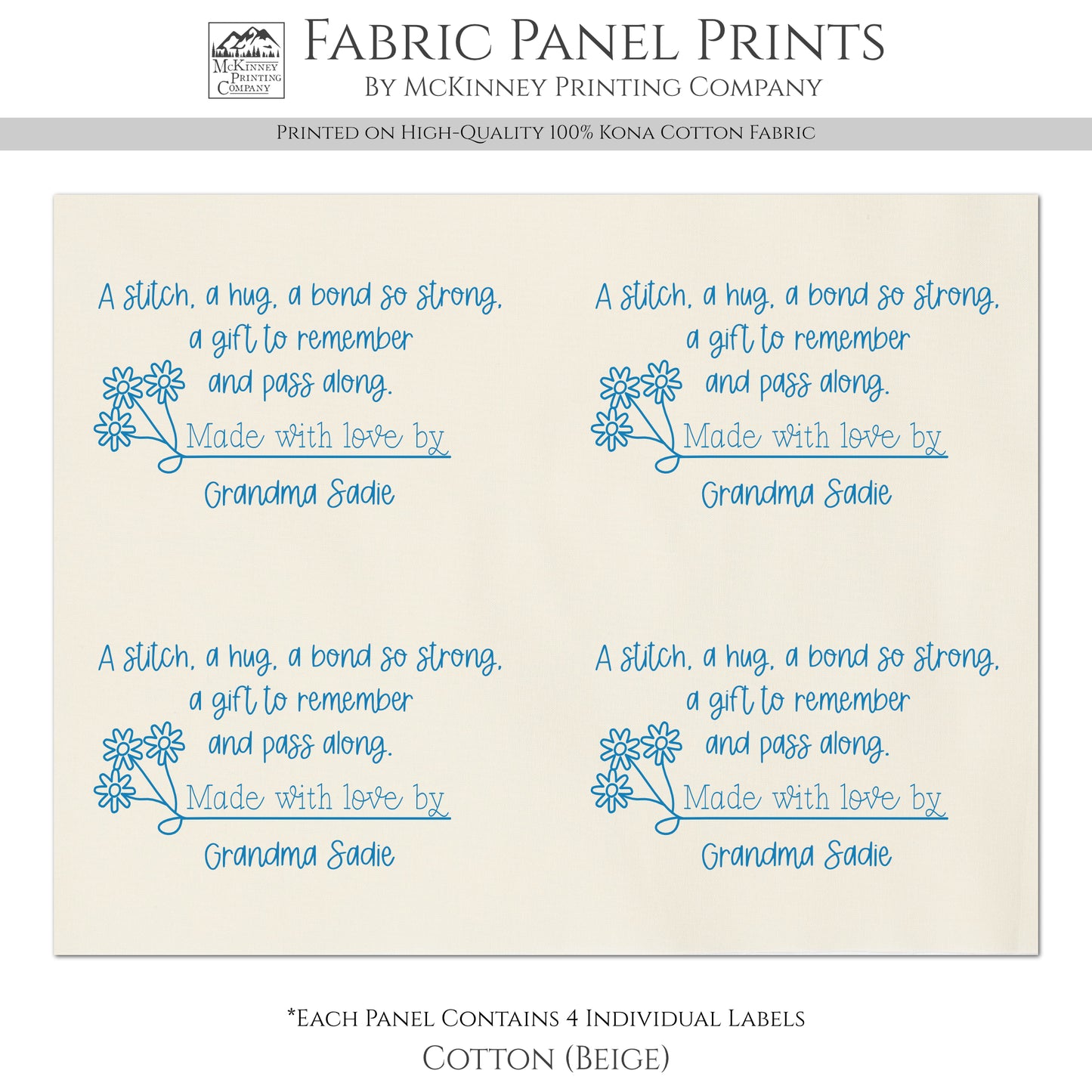 Quilt Labels - Custom, Quilt Labels Personalized, Sewing, Fabric Tags, Fabric Panel Print, Quilt Block