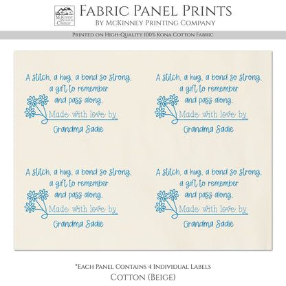 Quilt Labels - Custom, Quilt Labels Personalized, Sewing, Fabric Tags, Fabric Panel Print, Quilt Block
