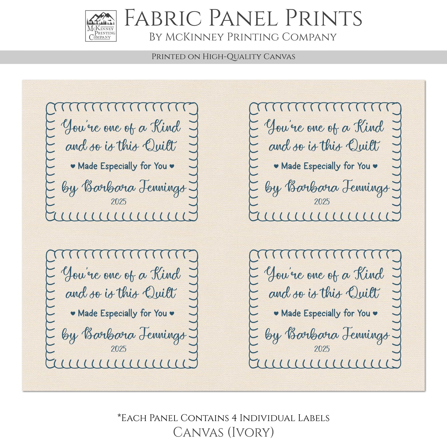 Quilt Labels - Fabric Tags, Personalized, Handmade for Sewing & Crafts, Quilt Block, Cotton
