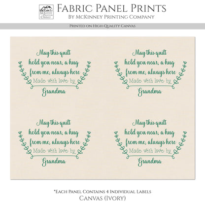 Quilt Labels - Custom, Quilt Labels Personalized, Sewing, Fabric Tags, Fabric Panel Print, Quilt Block