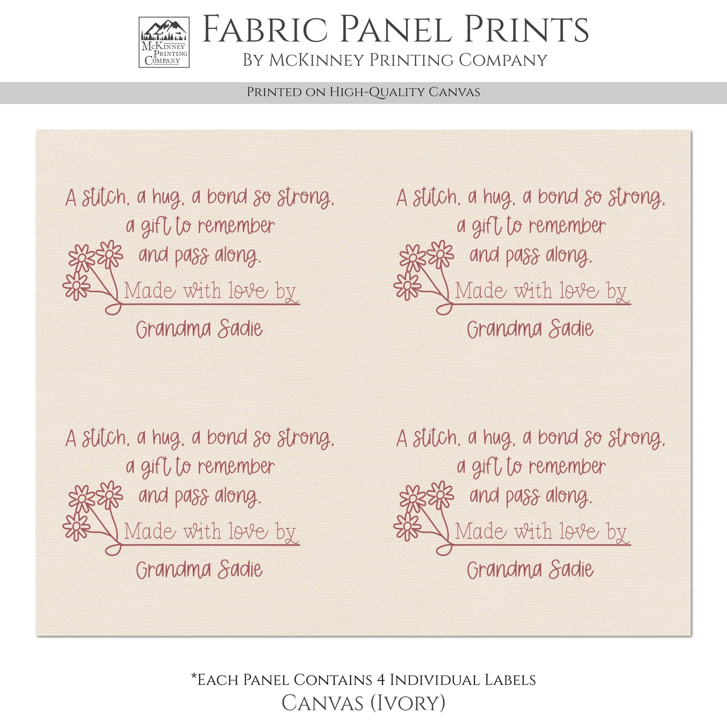 Quilt Labels - Custom, Quilt Labels Personalized, Sewing, Fabric Tags, Fabric Panel Print, Quilt Block