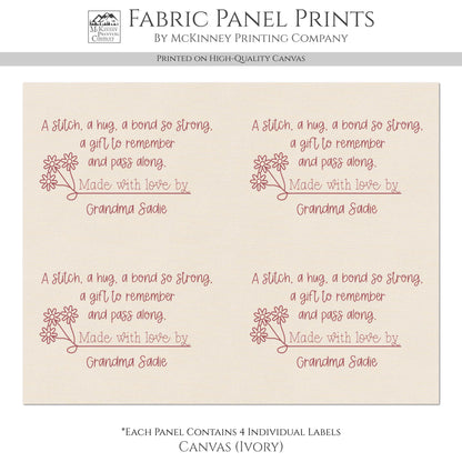 Quilt Labels - Custom, Quilt Labels Personalized, Sewing, Fabric Tags, Fabric Panel Print, Quilt Block