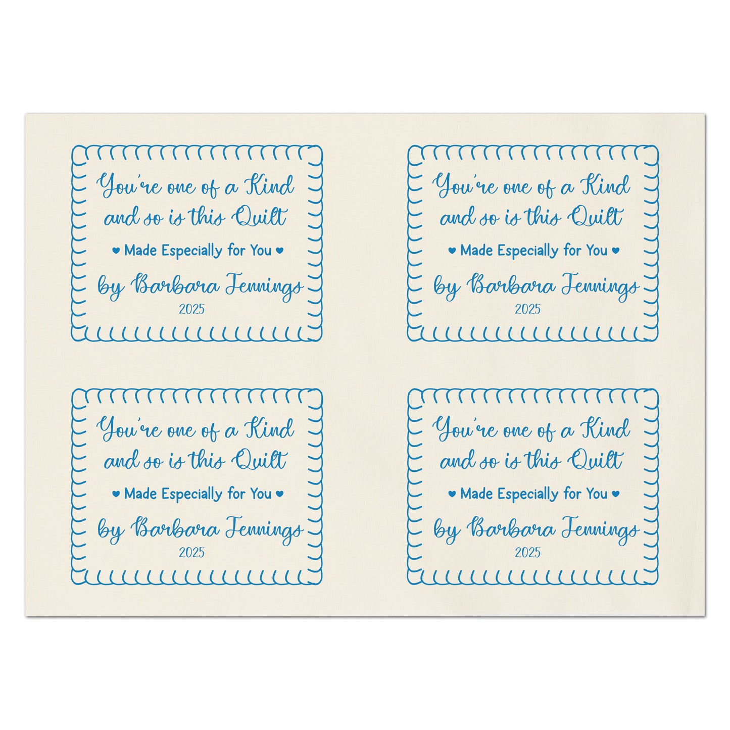 Quilt Labels - Fabric Tags, Personalized, Handmade for Sewing & Crafts, Quilt Block, Cotton