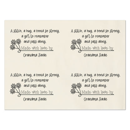 Quilt Labels - Custom, Quilt Labels Personalized, Sewing, Fabric Tags, Fabric Panel Print, Quilt Block