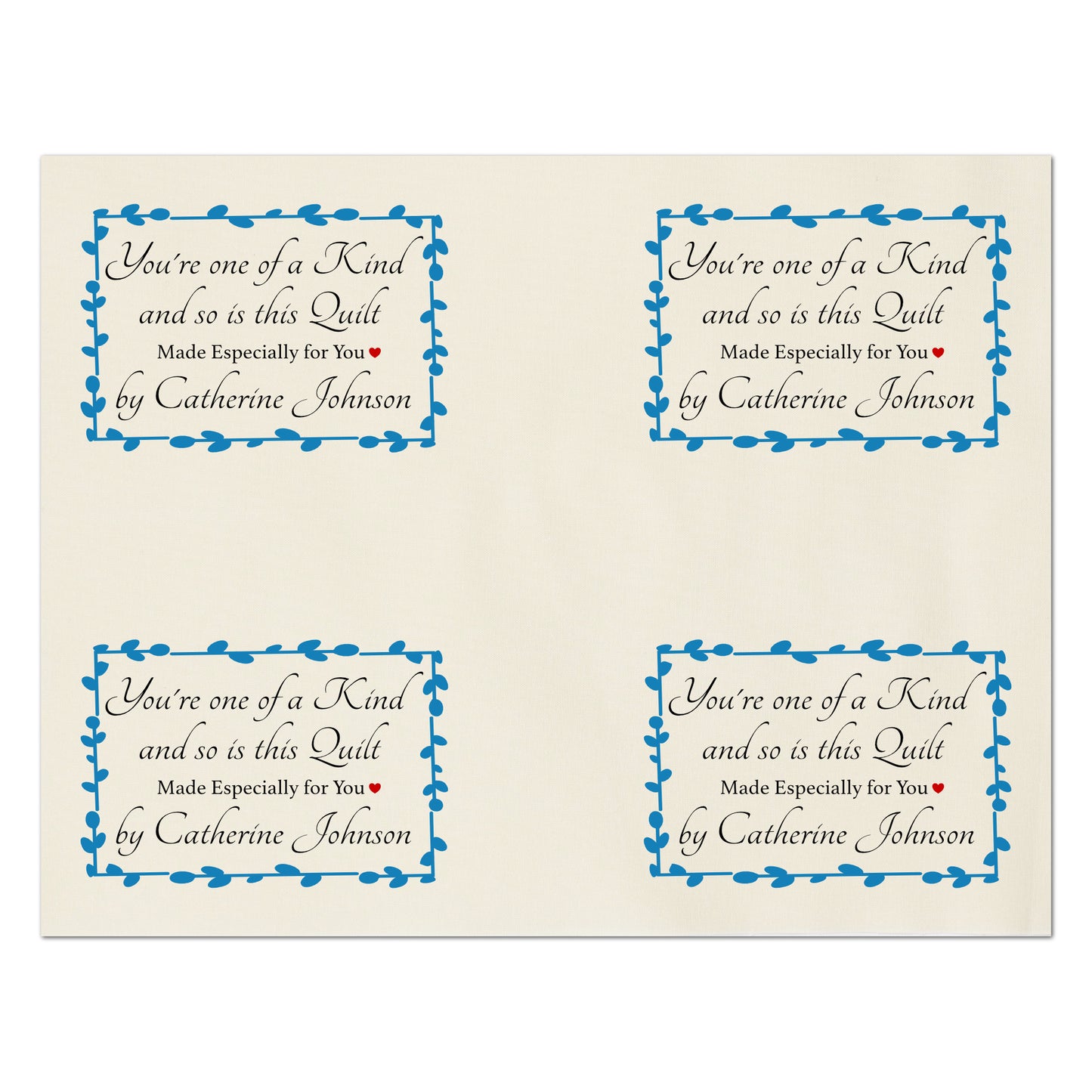 Fabric Tags - Quilt Labels, Personalized, Handmade for Sewing & Crafts, Quilt Block, Cotton