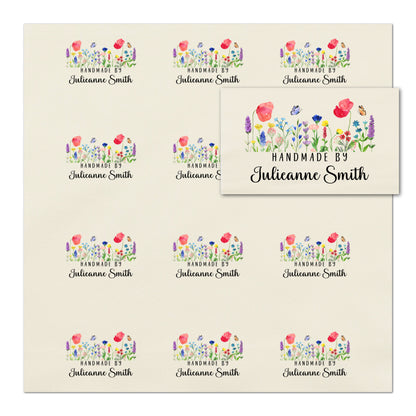 Quilt Labels - Handmade, Fabric Tags, Quilting, Crafting and Sewing Tags, Watercolor, Floral
