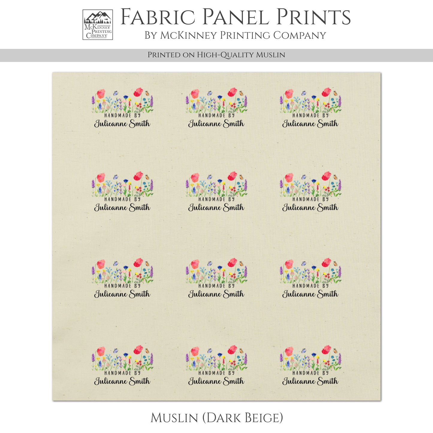 Quilt Labels - Handmade, Fabric Tags, Quilting, Crafting and Sewing Tags, Watercolor, Floral
