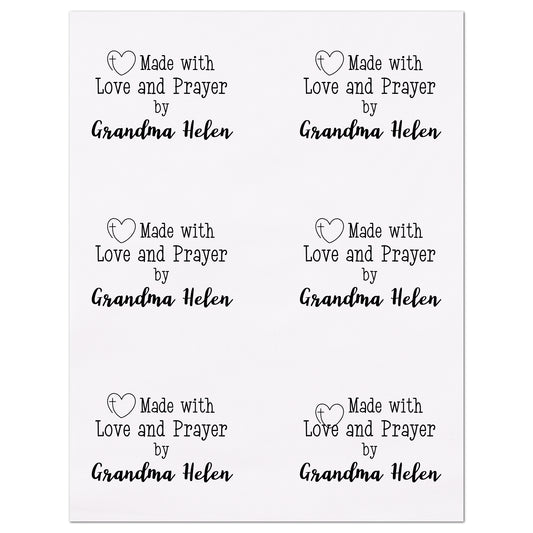 Quilt Labels - Made with Love and Prayer - Personalized Name