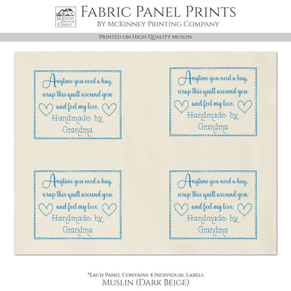 Quilt Labels - Custom, Quilt Labels Personalized, Sewing, Fabric Tags, Fabric Panel Print, Quilt Block