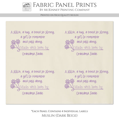 Quilt Labels - Custom, Quilt Labels Personalized, Sewing, Fabric Tags, Fabric Panel Print, Quilt Block