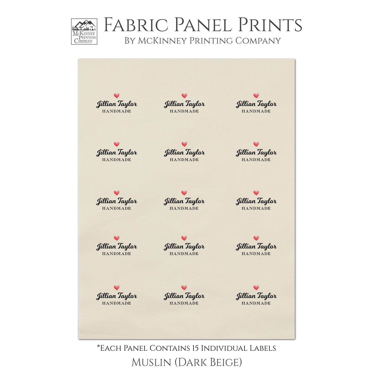 Quilt Labels - Fabric Panel Print for Handmade Sewing and Craft Projects, Supplies and Materials - Muslin