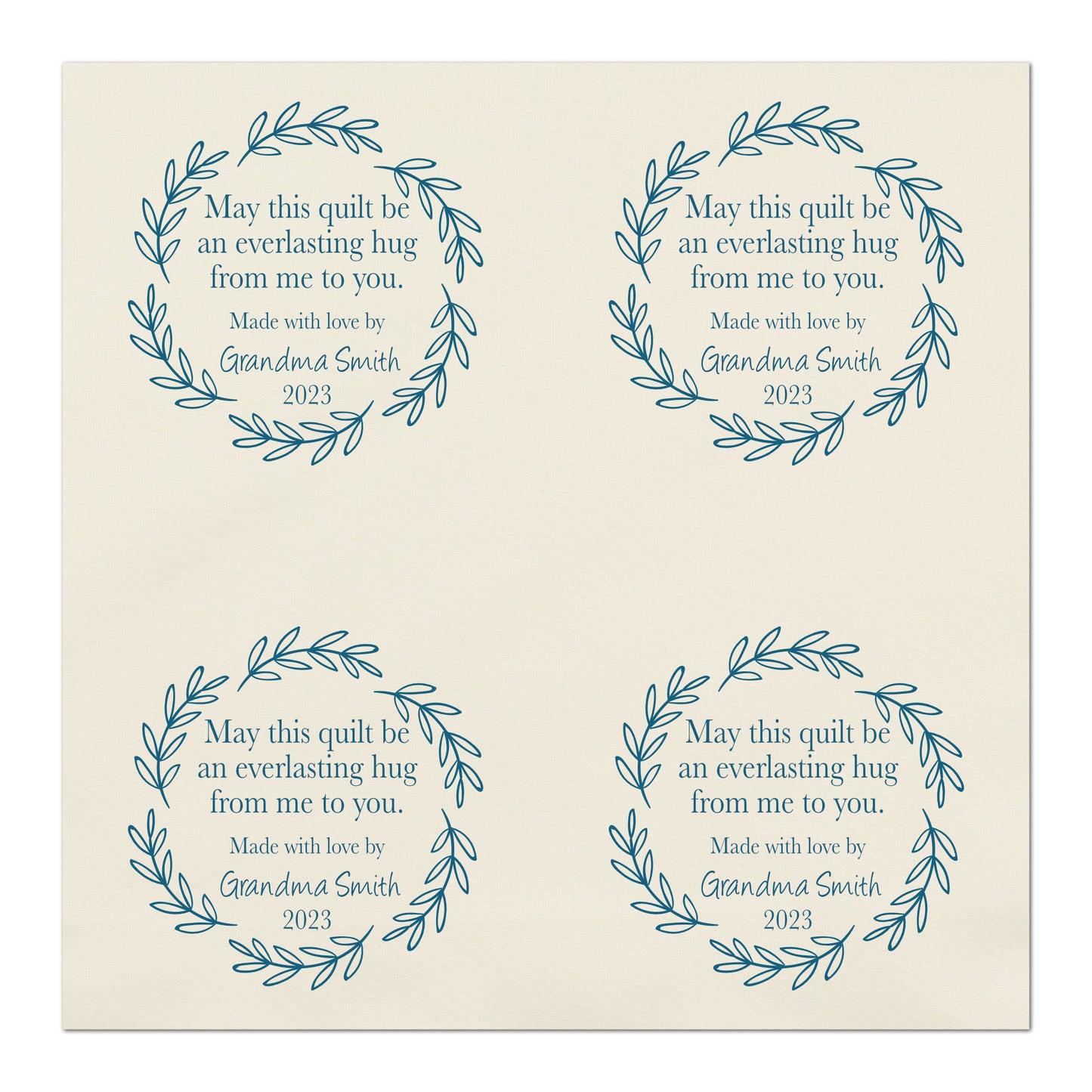 Quilt Labels, Wreath, Personalized Name