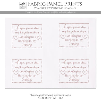 Quilt Labels - Custom, Quilt Labels Personalized, Sewing, Fabric Tags, Fabric Panel Print, Quilt Block