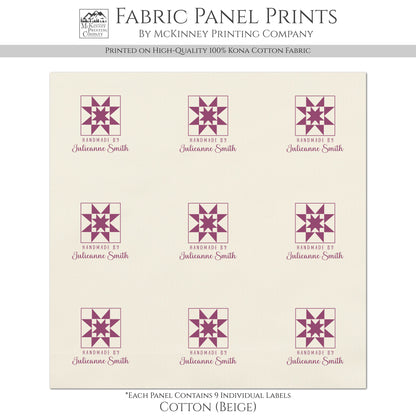 Quilt Labels - Squares, Handmade, Fabric Tags, Personalized, Custom, Quilting, Craft, Sewing, Cotton, Canvas
