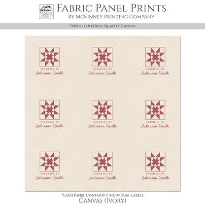 Quilt Labels - Squares, Handmade, Fabric Tags, Personalized, Custom, Quilting, Craft, Sewing, Cotton, Canvas
