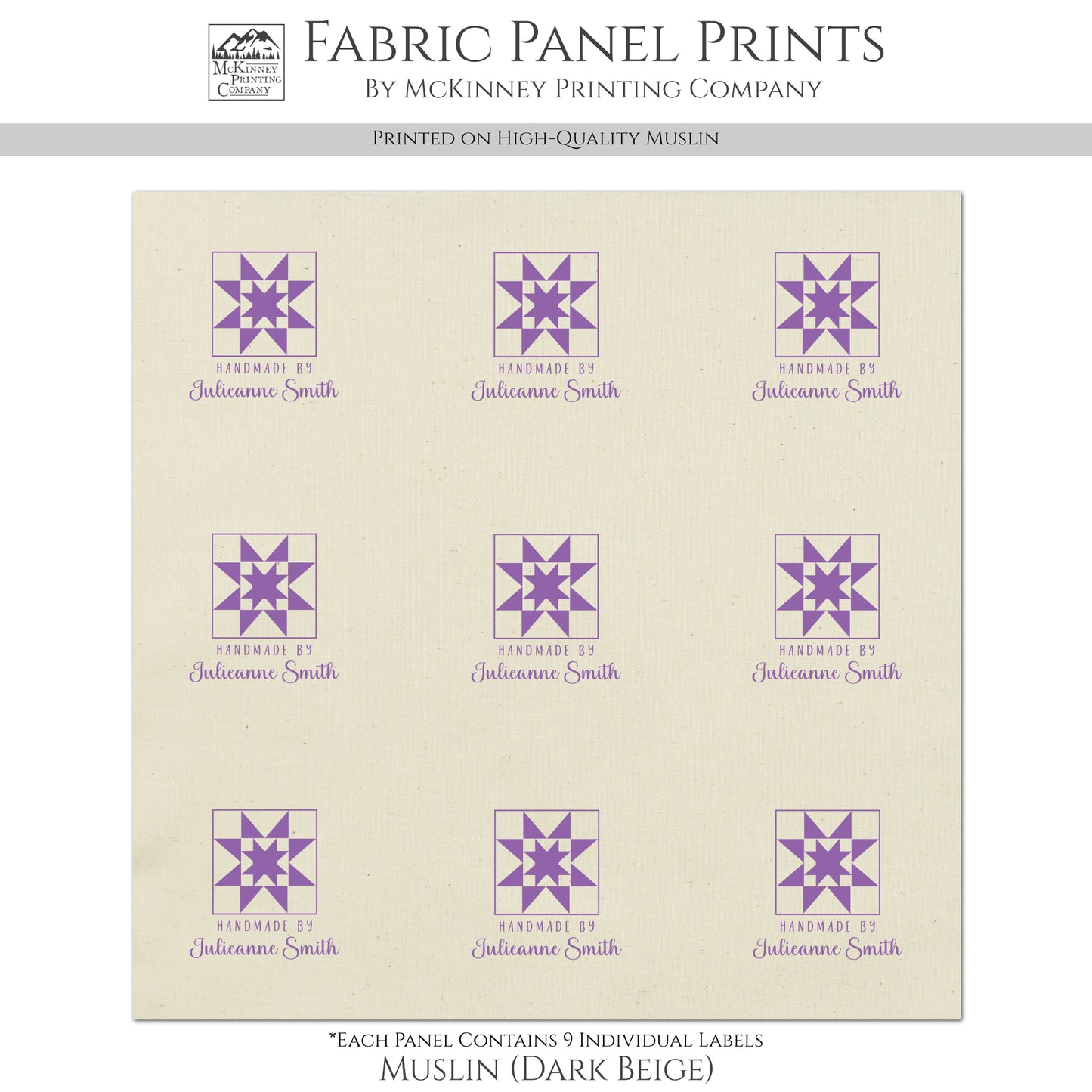 Quilt Labels - Squares, Handmade, Fabric Tags, Personalized, Custom, Quilting, Craft, Sewing, Cotton, Canvas