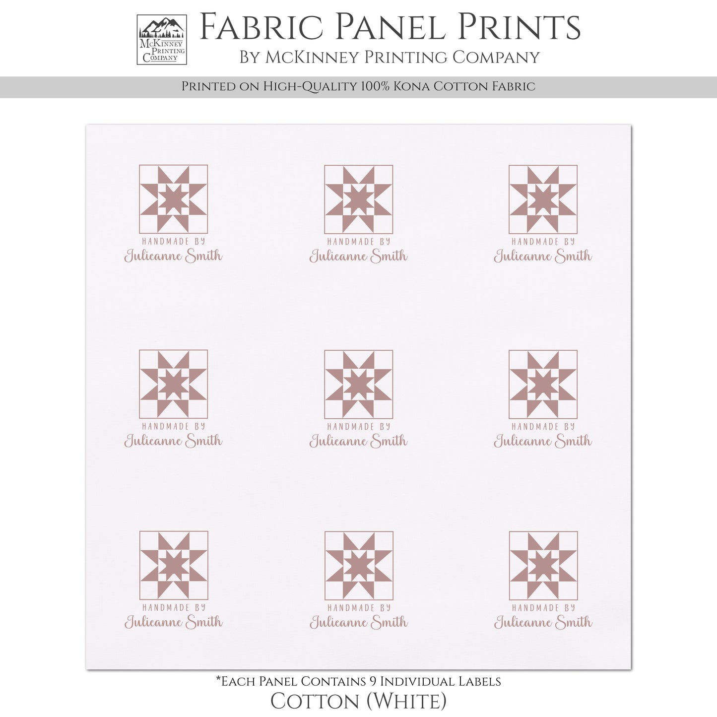 Quilt Labels - Squares, Handmade, Fabric Tags, Personalized, Custom, Quilting, Craft, Sewing, Cotton, Canvas