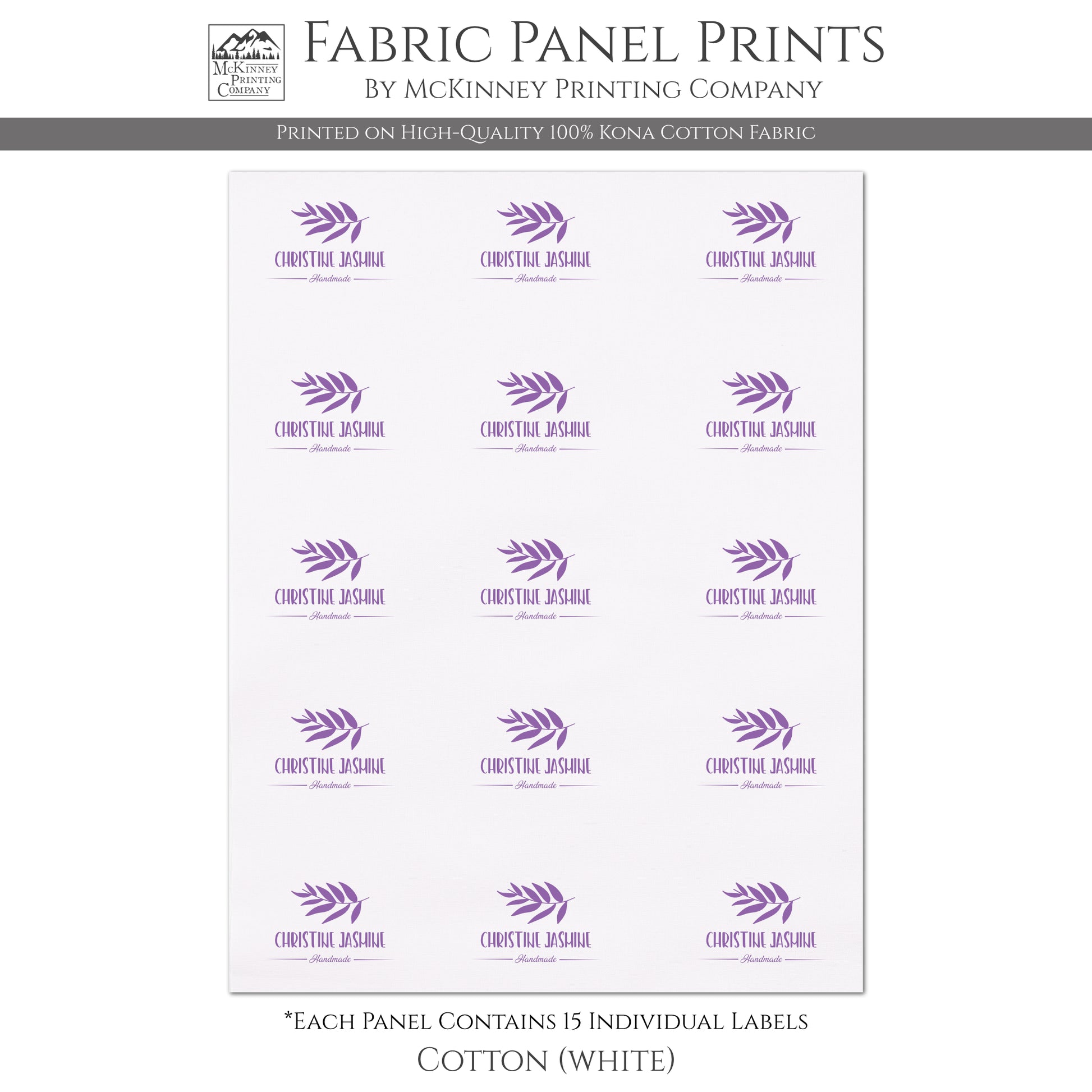 Quilt Labels, 15, Custom Color, Sewing - Cotton, White