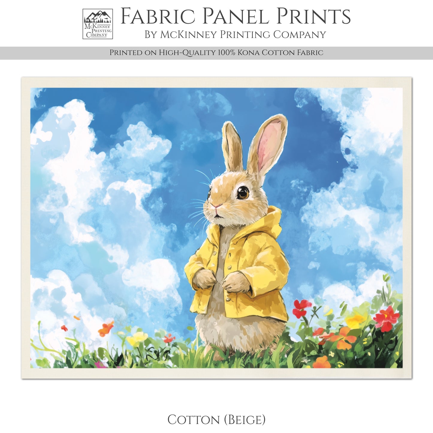 Peter Rabbit Fabric - Bunny, Beatrix Potter Fabric, Ghibli, Baby Fabric Panels, Nursery, Large Print Fabric, Block Print , Cotton, Quilting, Quilt
