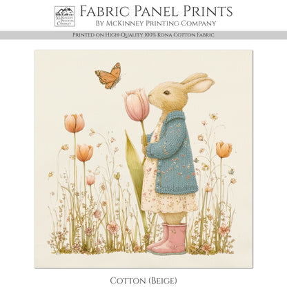 Bunny Fabric - Beatrix Potter Fabric, Baby Fabric Panels, Peter Rabbit, Nursery, Large, Block Print, Cotton, Quilting, Quilt
