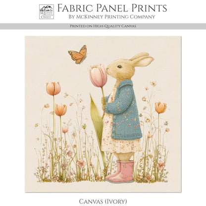 Bunny Fabric - Beatrix Potter Fabric, Baby Fabric Panels, Peter Rabbit, Nursery, Large, Block Print, Cotton, Quilting, Quilt
