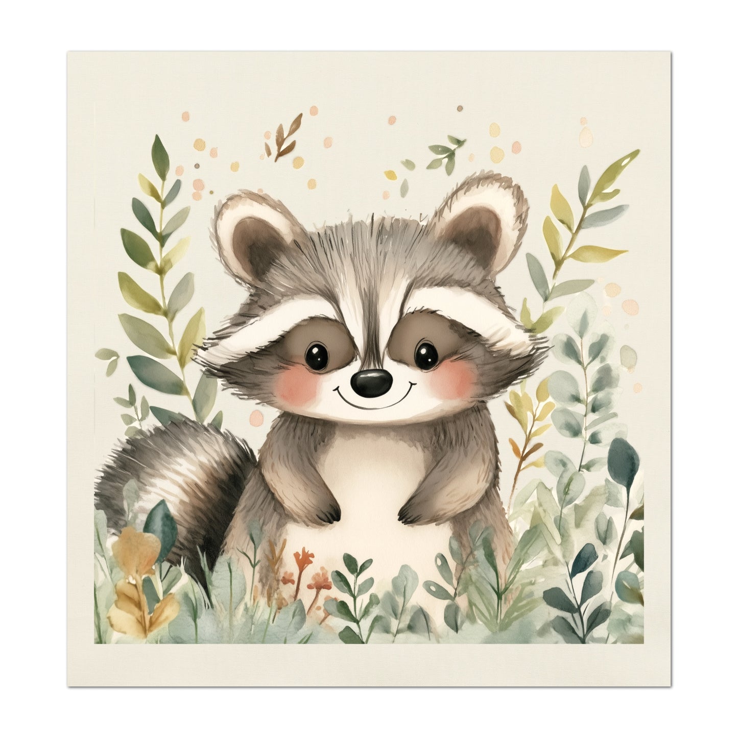 Raccoon - Baby Fabric Panels, Woodland Animals, Nursery Décor, Quilt Block, Wall Art, Cotton, Quilting