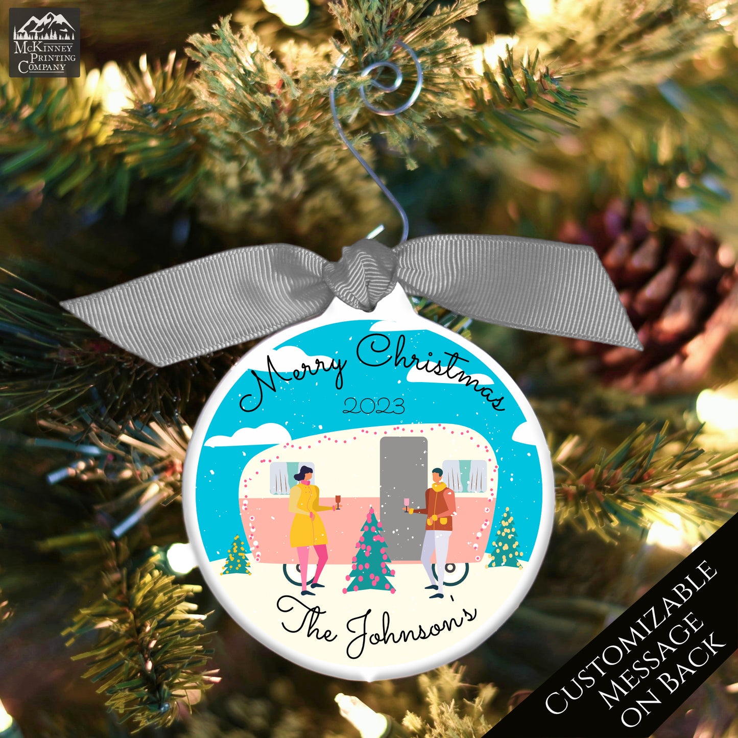 Camper Ornament - Family Christmas Gift, Retro, RV, Camping, Personalized