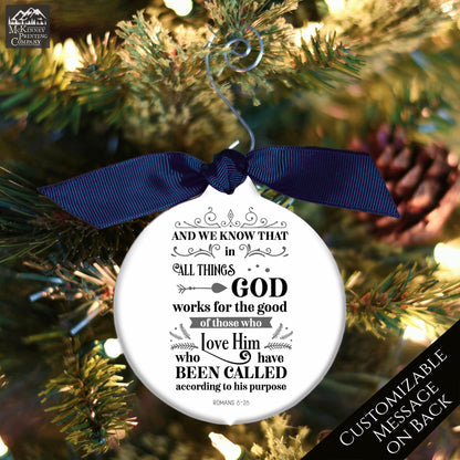 Romans 8:28 - Christian Ornaments, Confirmation, Baptism Gift