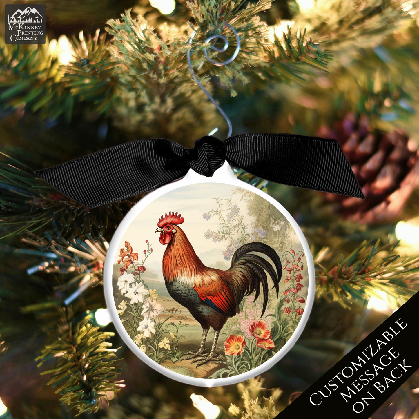 Chicken Ornament - Rooster Décor, Rooster Paining, Christmas Gift