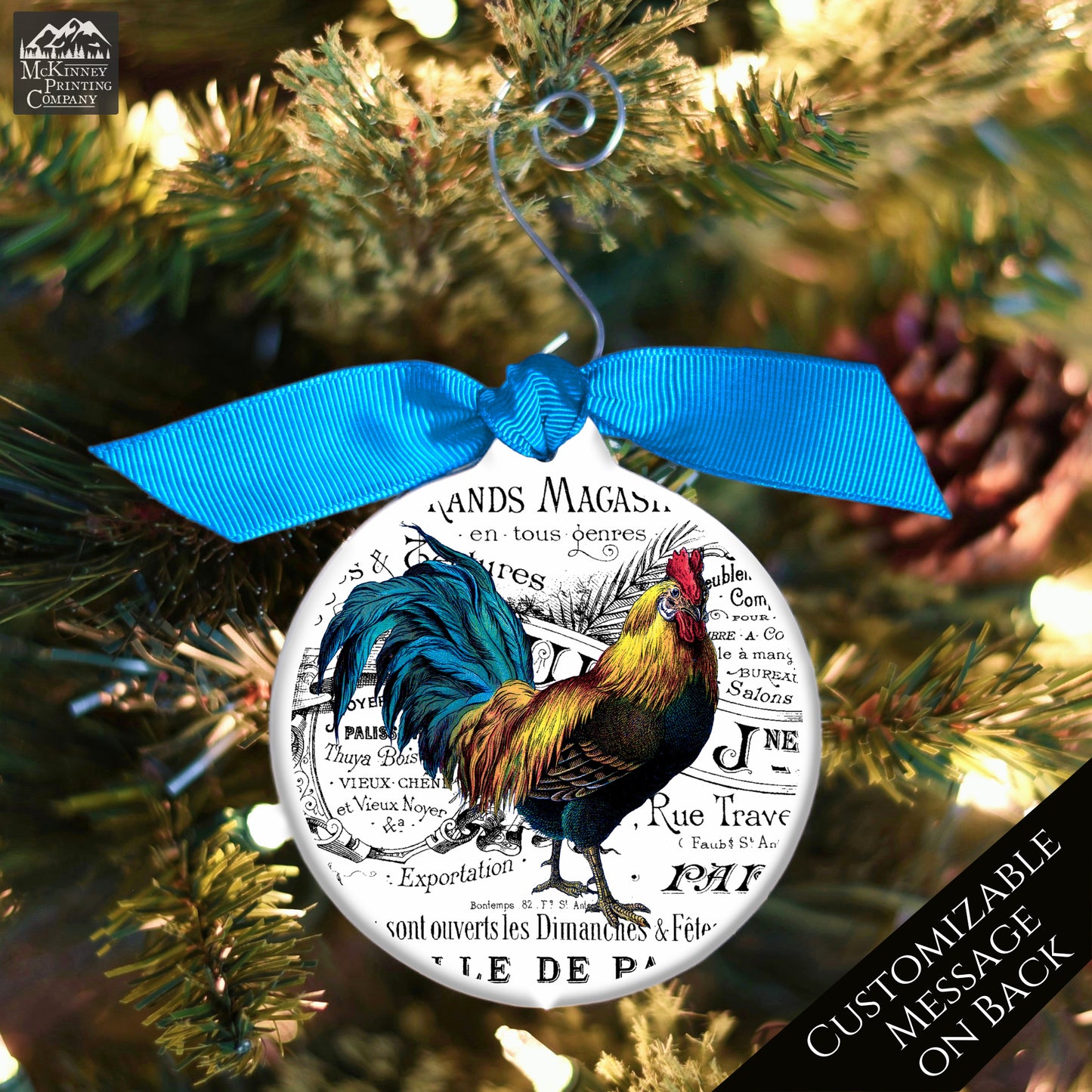 Rooster Décor - Christmas Ornament, Shabby Chic Décor, Chicken Gifts
