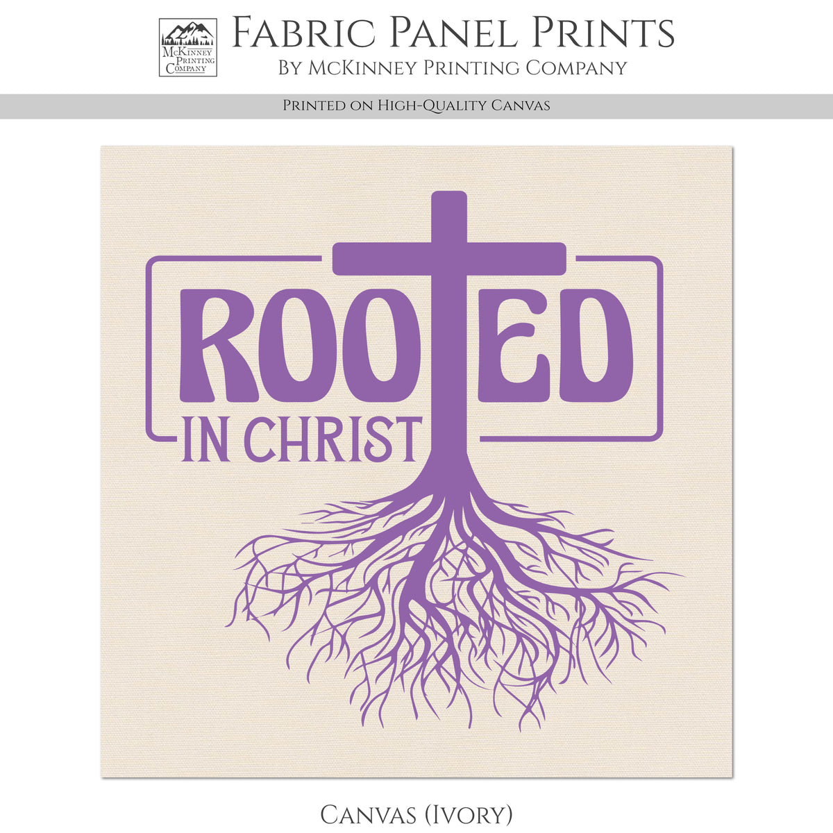 Rooted in Christ - Christian Fabric Panel, Religious Wall Art, Quilt Block, Quilting, Sewing, Inspirational