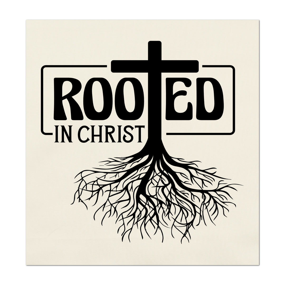 Rooted in Christ - Christian Fabric Panel, Religious Wall Art, Quilt Block, Quilting, Sewing, Inspirational